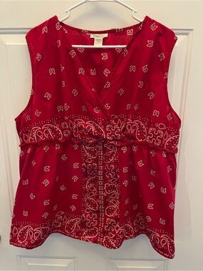 Phases Red Bandana-Print Sleeveless V-Neck Camisole 3X
